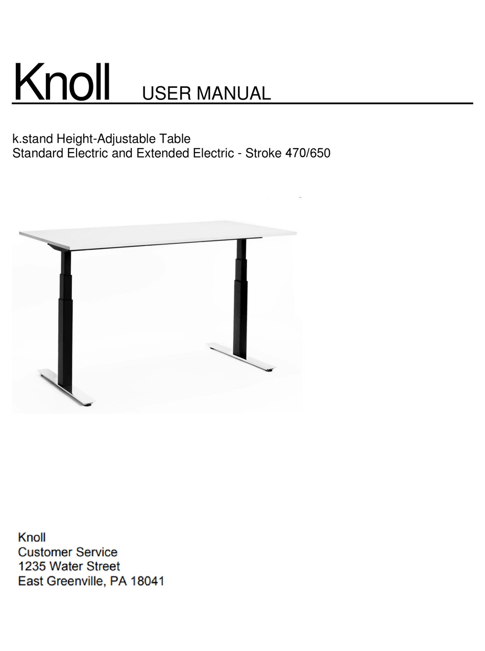 KNOLL K.STAND USER MANUAL Pdf Download ManualsLib