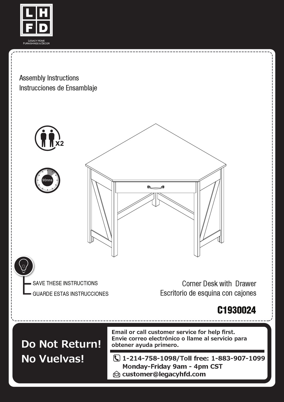 Legacy Home C1930024 Assembly Instructions Manual Pdf Download Manualslib