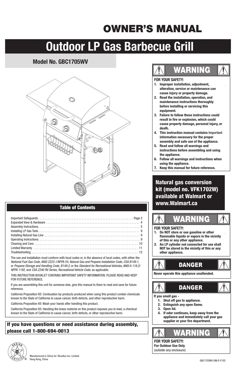 BLUE RHINO GBC1705WV OWNER'S MANUAL Pdf Download | ManualsLib