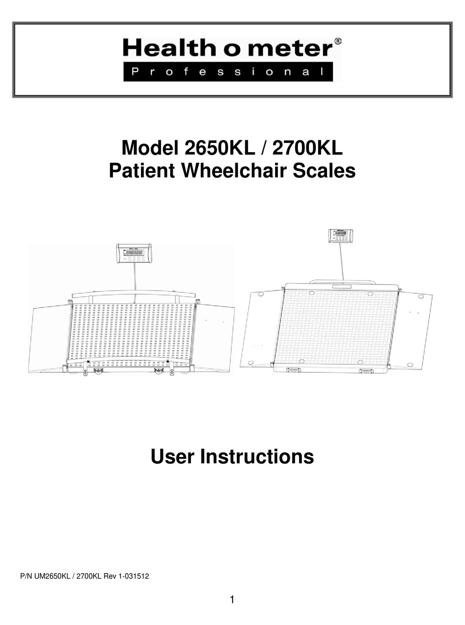 HEALTH O METER 2650KL USER INSTRUCTIONS Pdf Download | ManualsLib