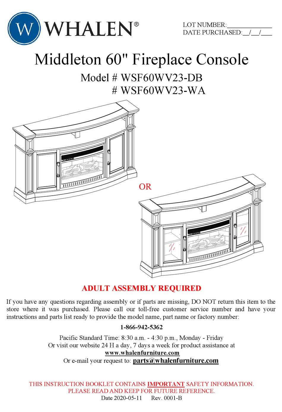 WHALEN MIDDLETON WSF60WV23DB MANUAL Pdf Download ManualsLib