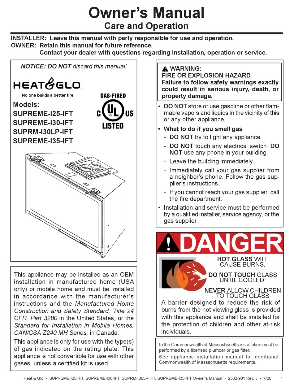 HEAT GLO SUPREMEI30IFT OWNER'S MANUAL Pdf Download ManualsLib