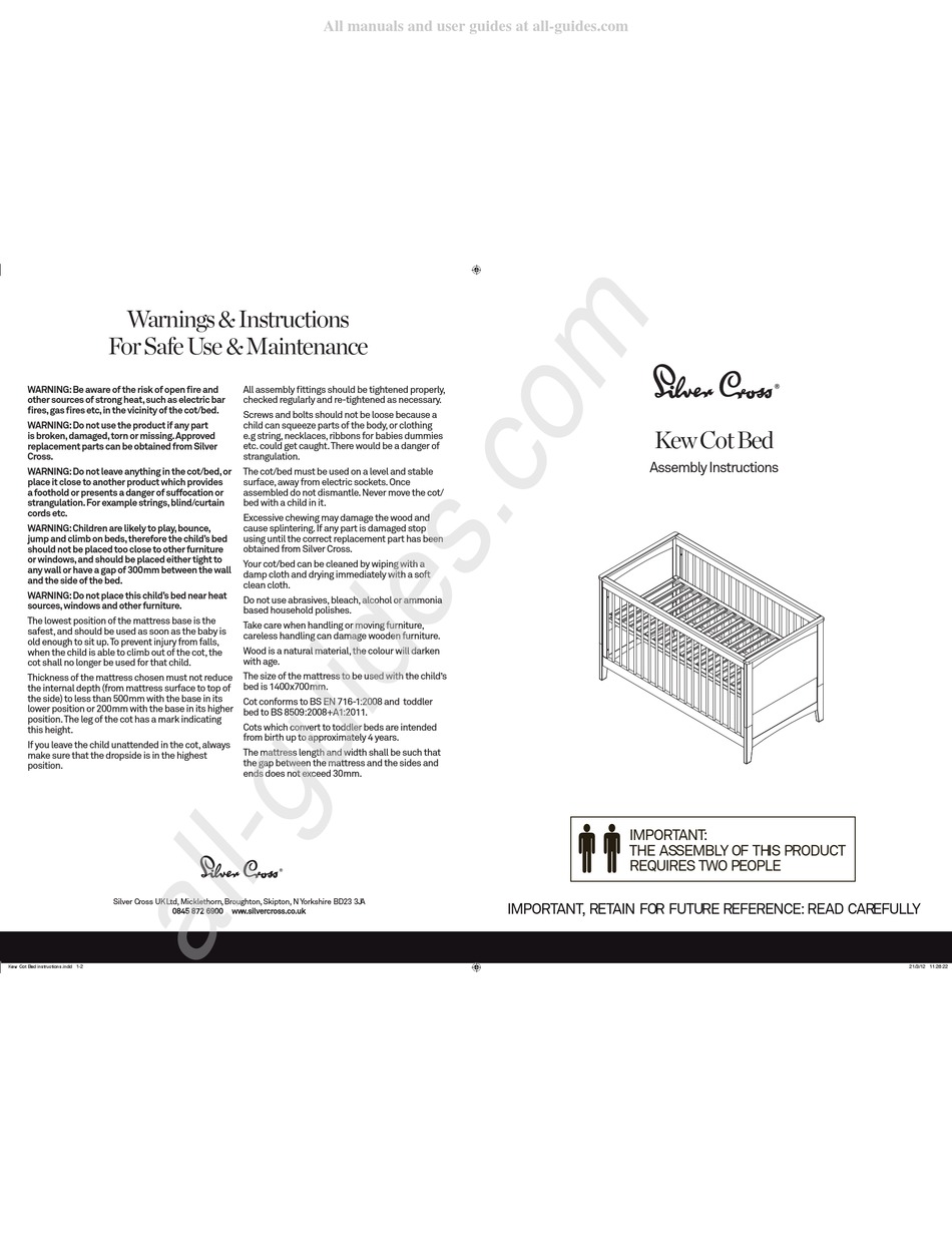 SILVER CROSS KEW COT BED ASSEMBLY INSTRUCTIONS MANUAL Pdf Download