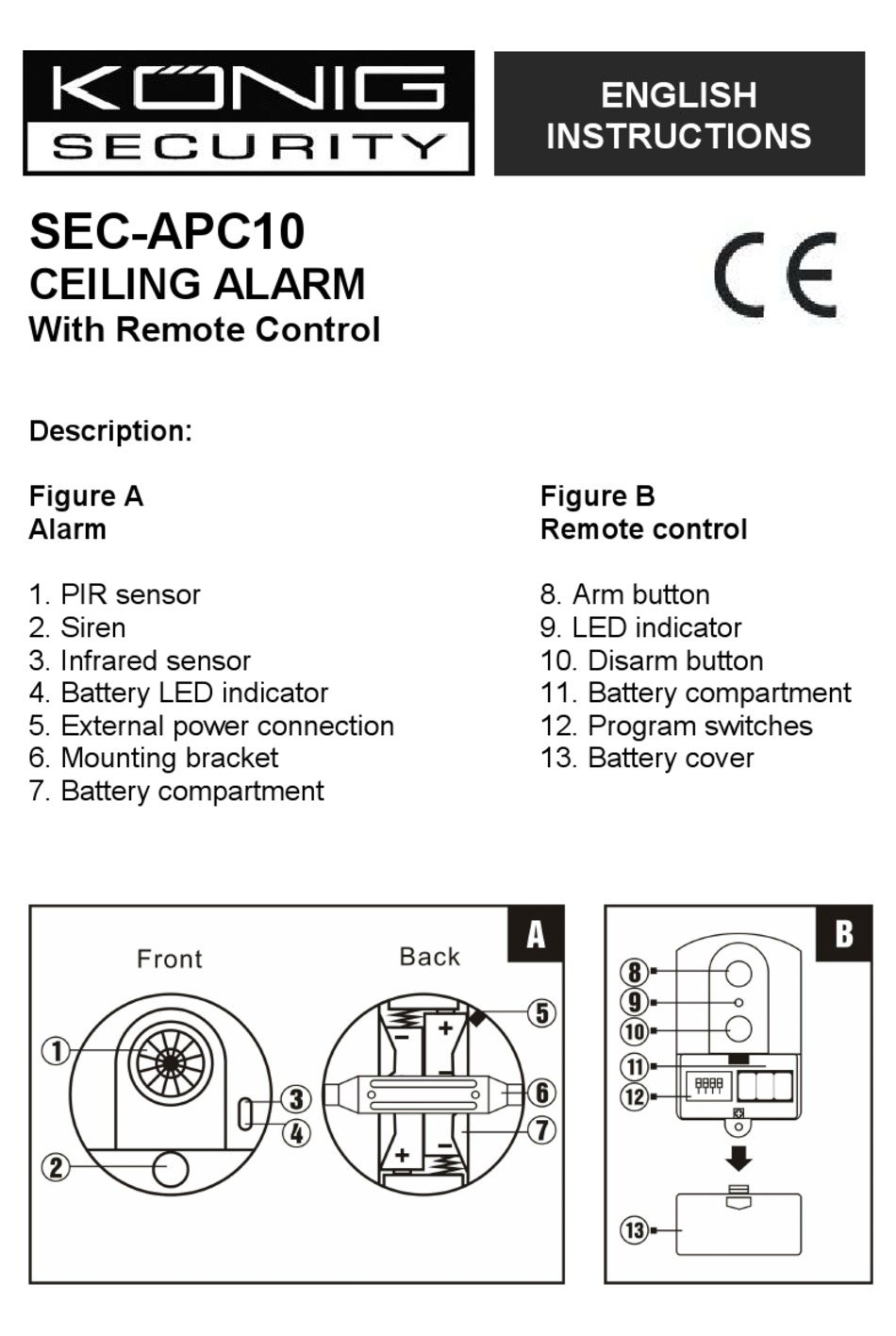 KONIG SECURITY SECAPC10 INSTRUCTIONS Pdf Download ManualsLib