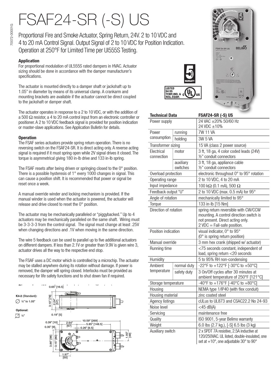 Belimo Fsaf24-sr Us Manual Pdf Download 