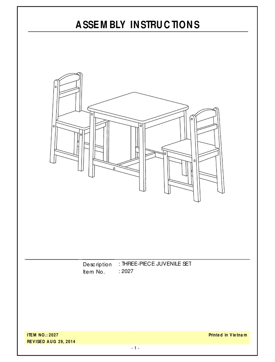 JOHN THOMAS 2027 ASSEMBLY INSTRUCTIONS Pdf Download ManualsLib