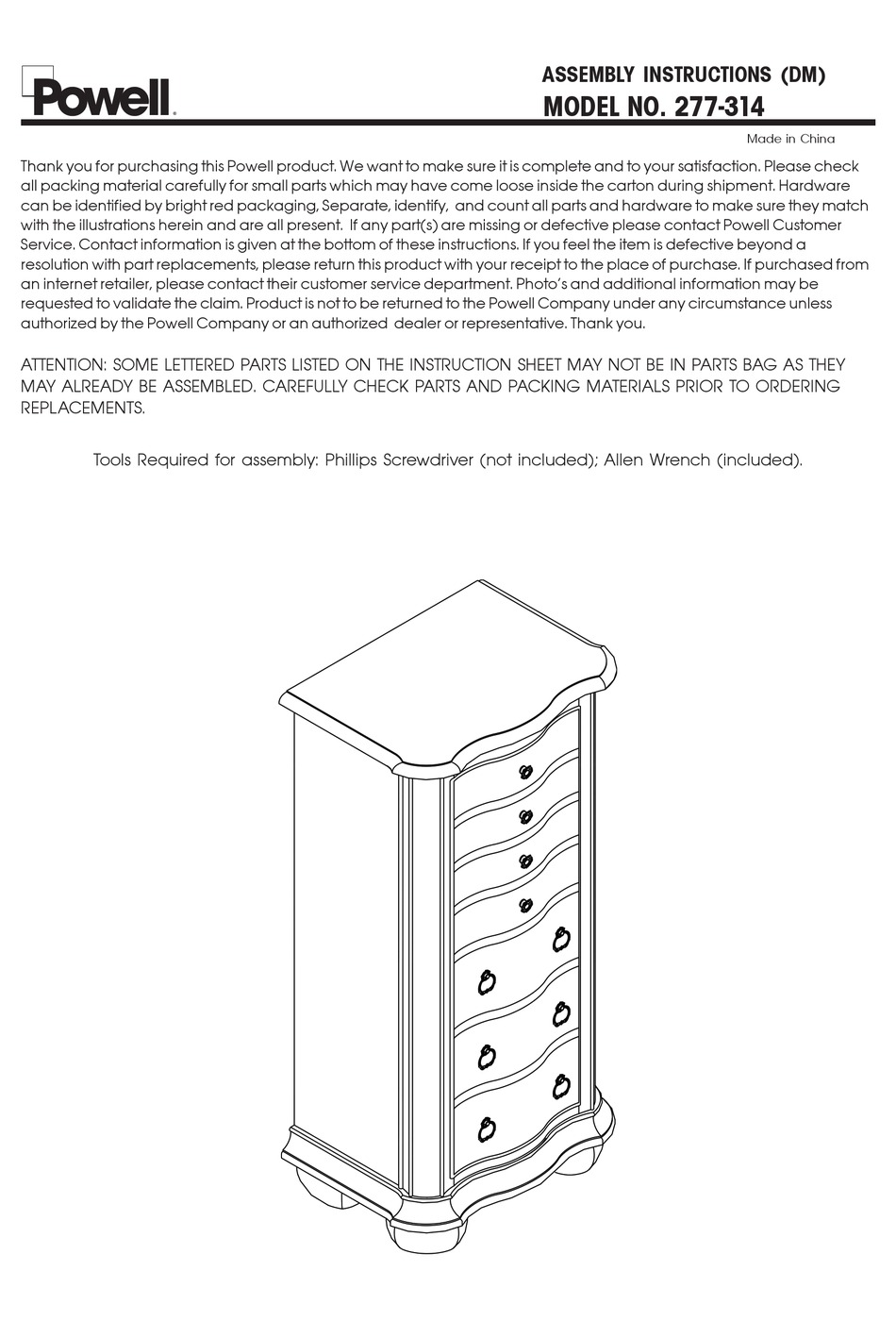 POWELL 277314 ASSEMBLY INSTRUCTIONS Pdf Download ManualsLib