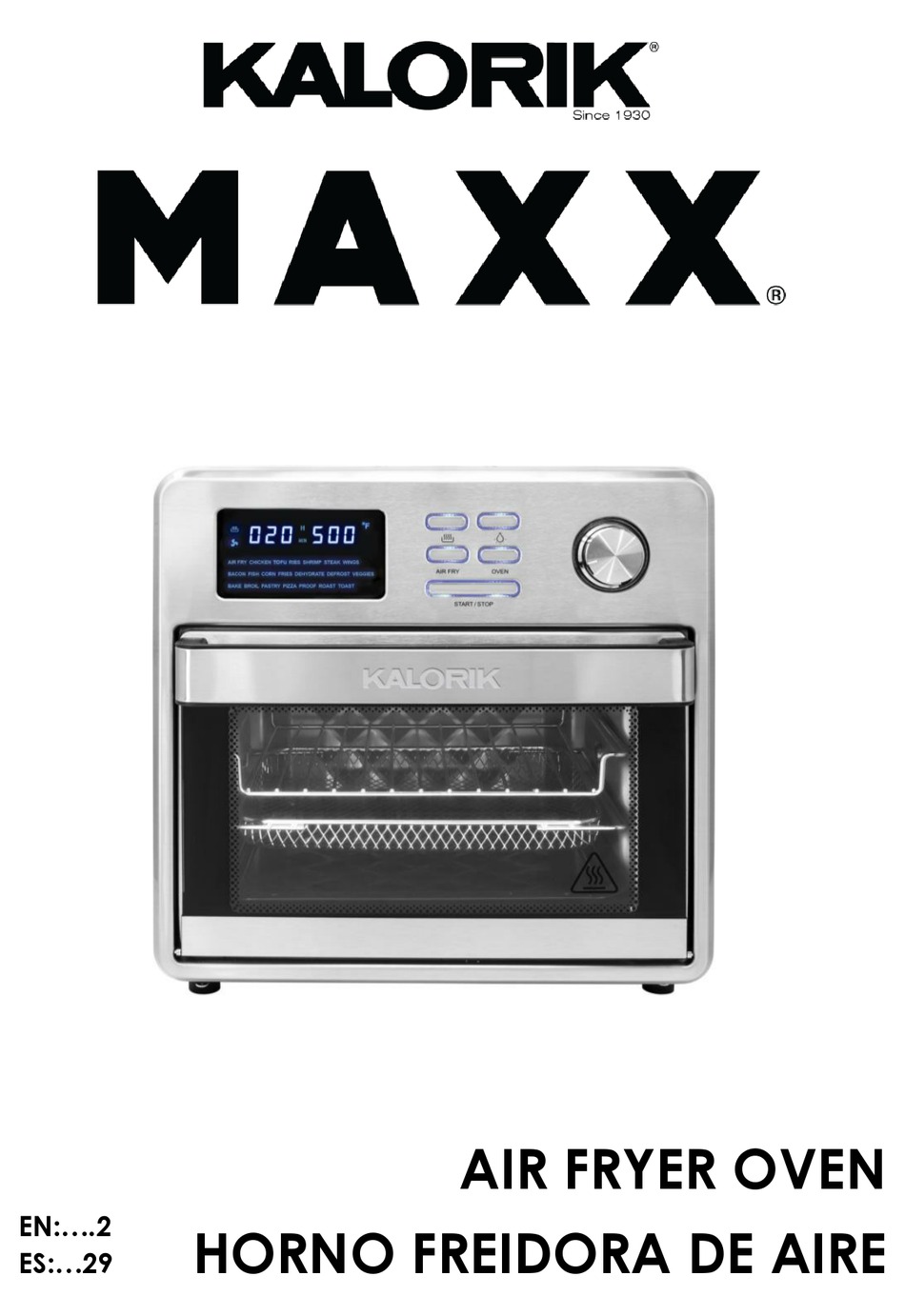 Amazon.com: Kalorik® MAXX® - Horno de aire digital AFO 46045 SS 26 cuartos  de galón, tostadora de horno y freidora de aire 10 en 1, asador, asador,  asador, deshidratador, y más 