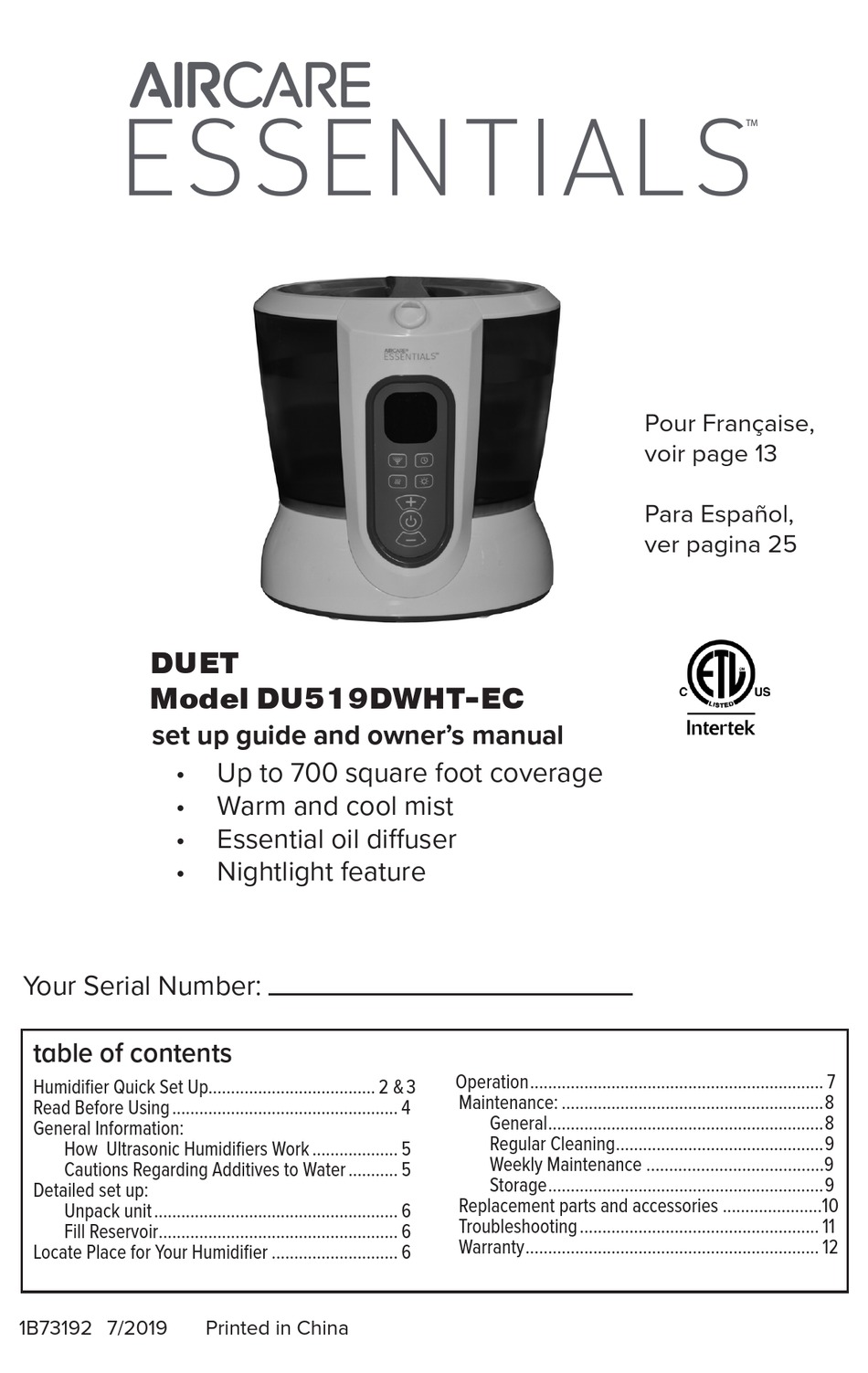 AIRCARE DUET SETUP MANUAL AND OWNERS MANUAL Pdf Download ManualsLib