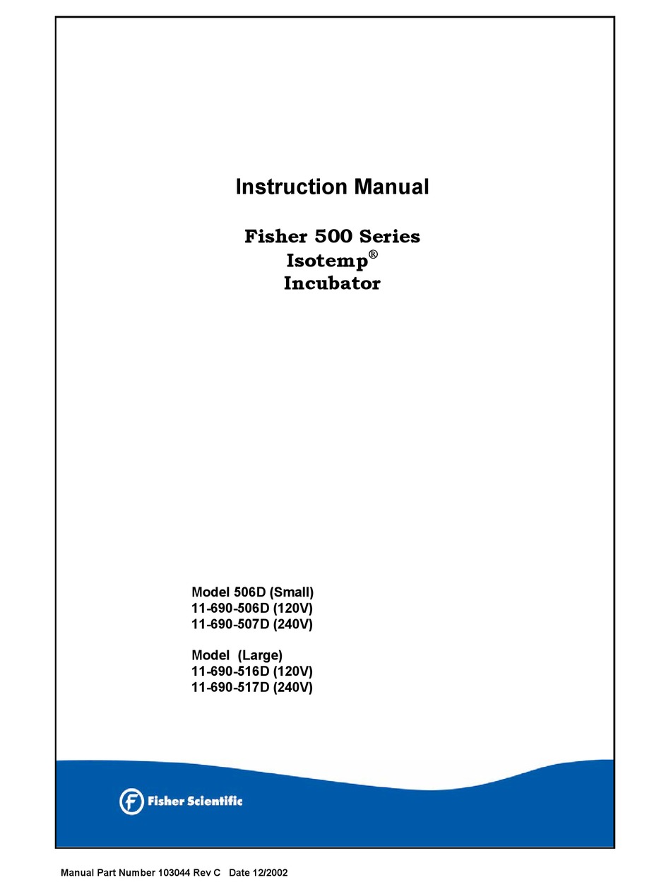 FISHER SCIENTIFIC ISOTEMP 500 SERIES INSTRUCTION MANUAL Pdf Download