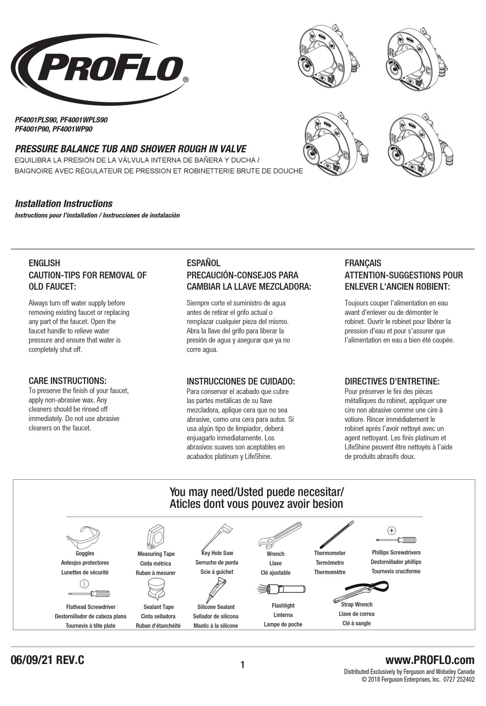 PROFLO PF4001PLS90 INSTALLATION INSTRUCTIONS MANUAL Pdf Download ManualsLib