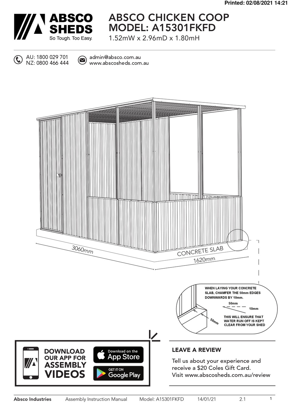 ABSCO SHEDS CHICKEN COOP MANUAL Pdf Download ManualsLib