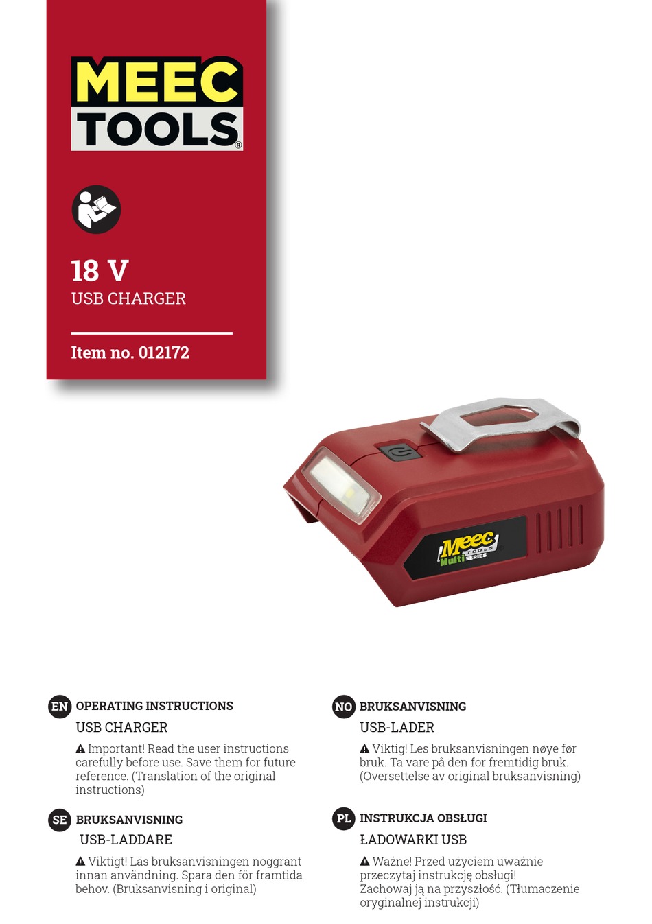 MEEC TOOLS 012172 OPERATING INSTRUCTIONS MANUAL Pdf Download ManualsLib