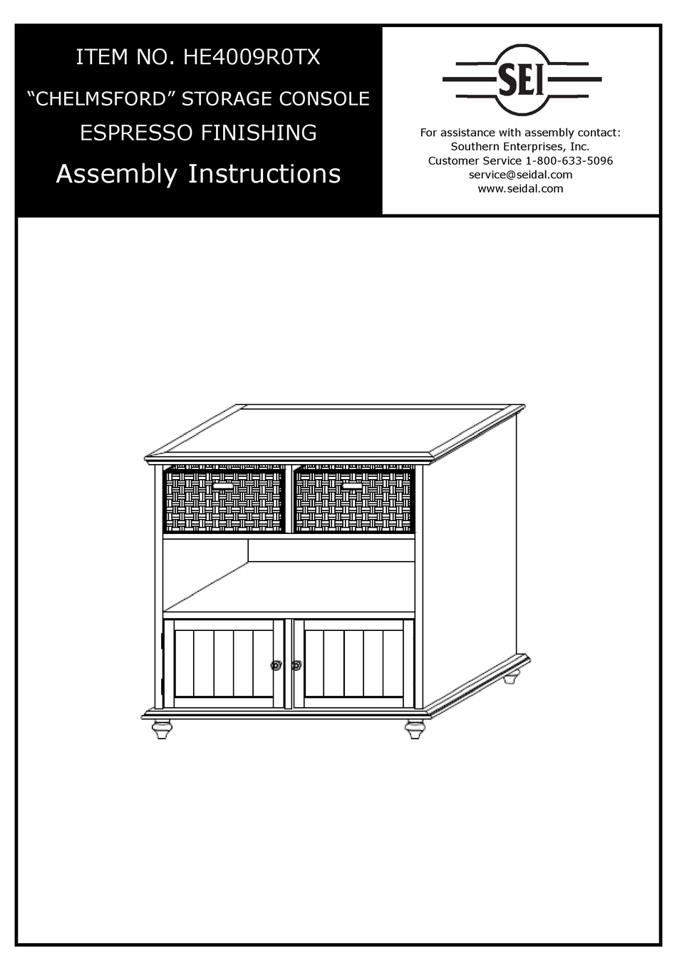 SEI CHELMSFORD ASSEMBLY INSTRUCTIONS MANUAL Pdf Download ManualsLib