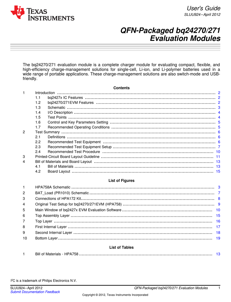 TEXAS INSTRUMENTS BQ2427 SERIES USER MANUAL Pdf Download ManualsLib