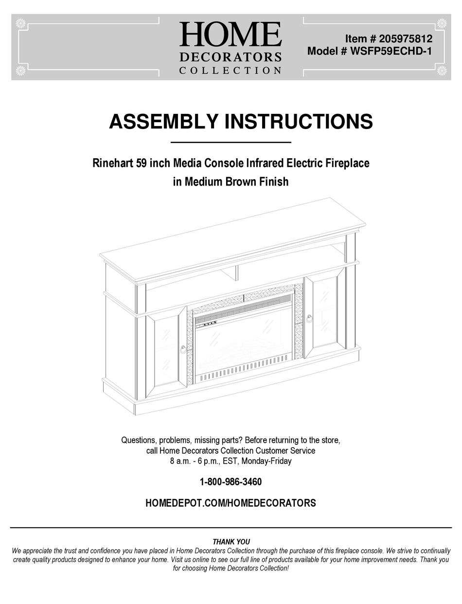 HOME DECORATORS COLLECTION WSFP59ECHD1 ASSEMBLY INSTRUCTIONS MANUAL