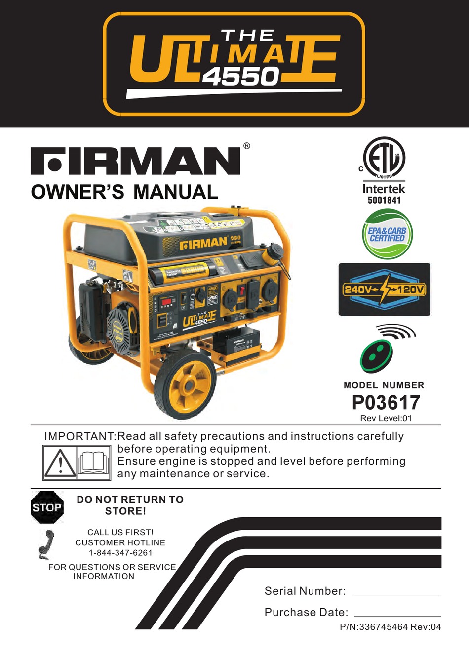 firman p03501 manual