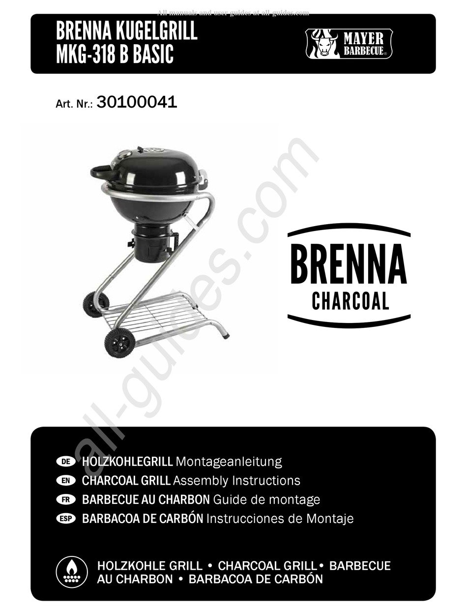 MAYER BARBECUE BRENNA CHARCOAL MKG318 В BASIC ASSEMBLY INSTRUCTIONS