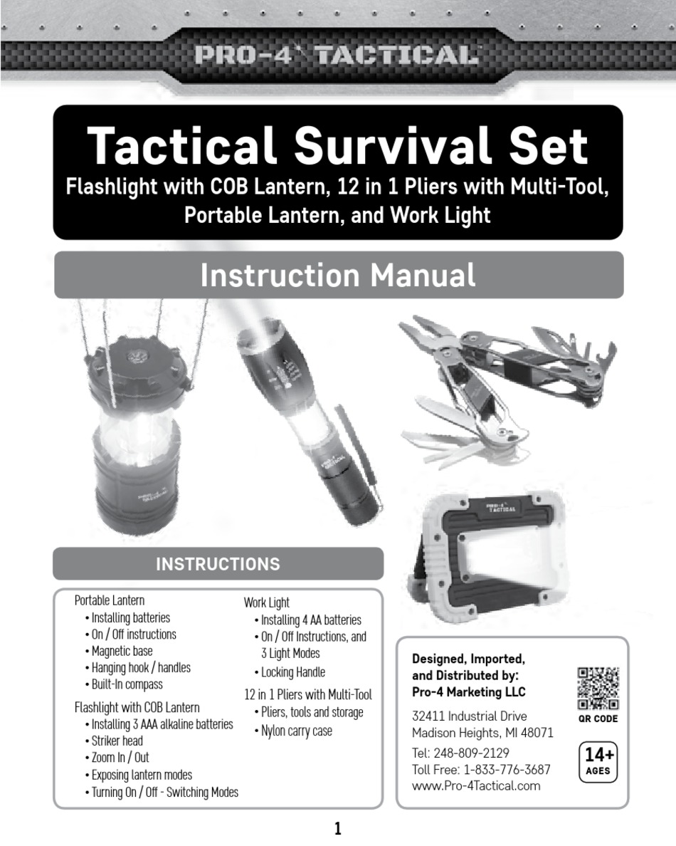 PRO4 TACTICAL TACTICAL SURVIVAL SET INSTRUCTION MANUAL Pdf Download