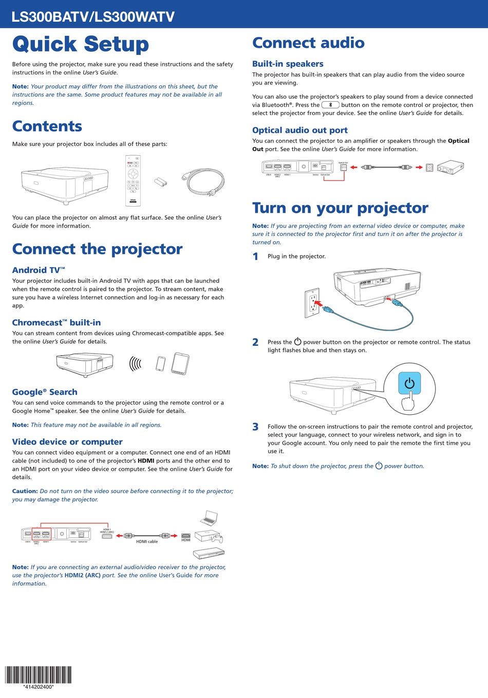 EPSON LS300BATV QUICK SETUP Pdf Download ManualsLib