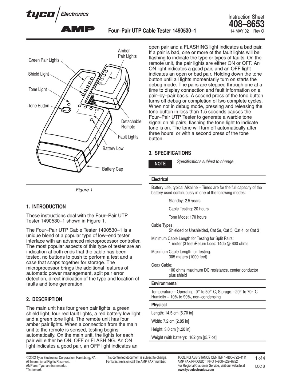 TYCO ELECTRONICS AMP 14905301 INSTRUCTION SHEET Pdf Download ManualsLib