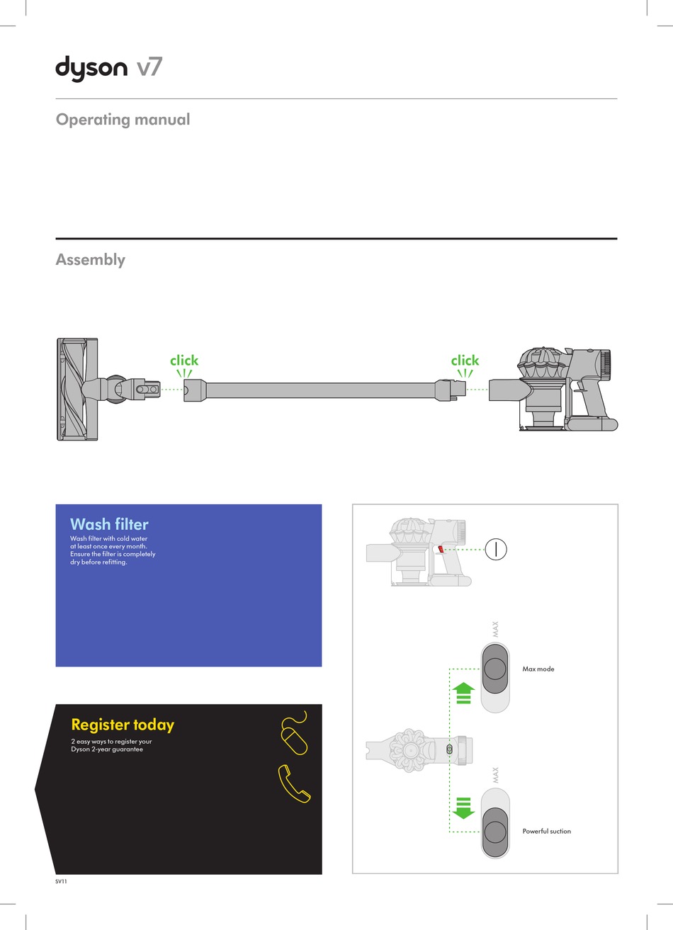 DYSON V7 OPERATING MANUAL Pdf Download ManualsLib