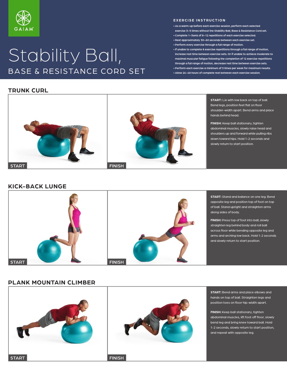 GAIAM STABILITY BALL EXERCISE INSTRUCTIONS Pdf Download ManualsLib