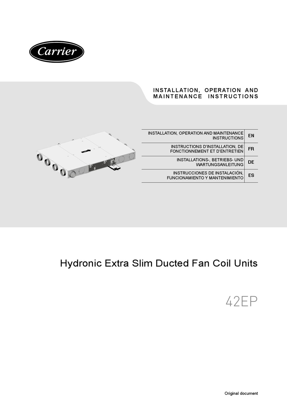 CARRIER 42EP INSTALLATION, OPERATION AND MAINTENANCE INSTRUCTIONS Pdf