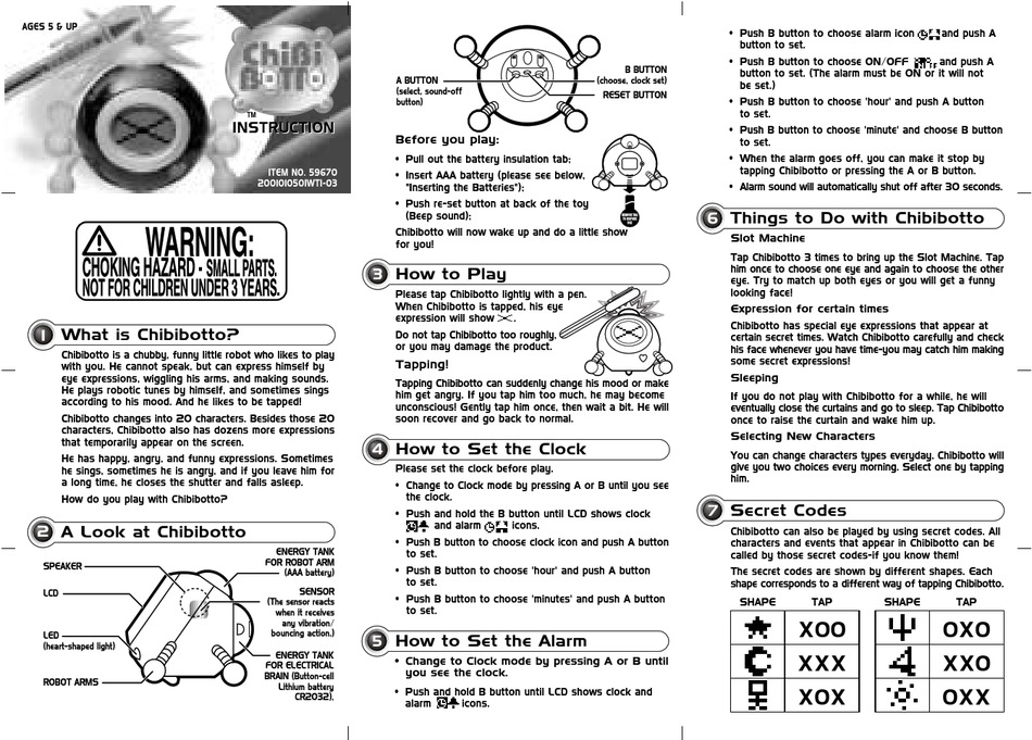 TIGER ELECTRONICS CHIBIBOTTO INSTRUCTION Pdf Download ManualsLib