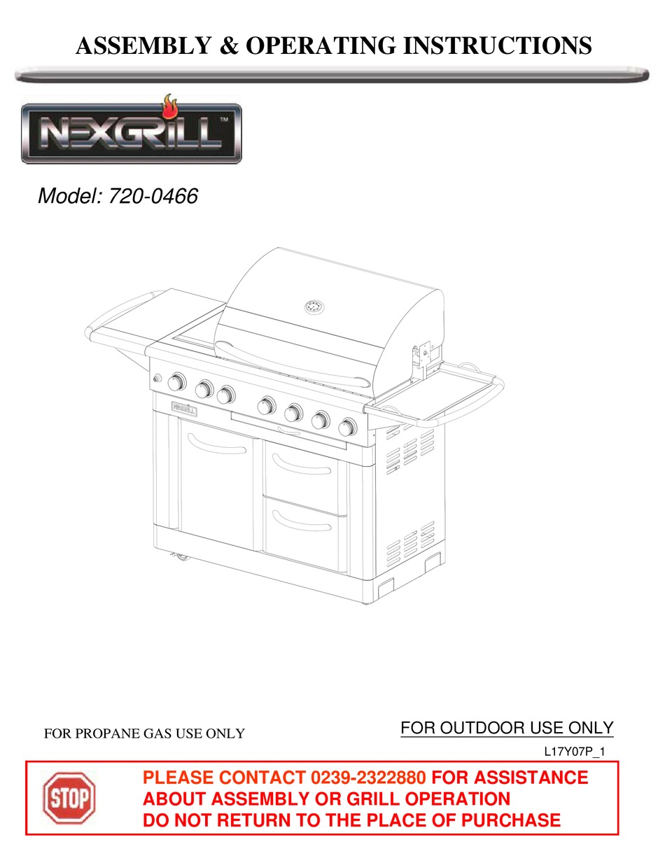 NEXGRILL 7200466 ASSEMBLY & OPERATING INSTRUCTIONS Pdf Download