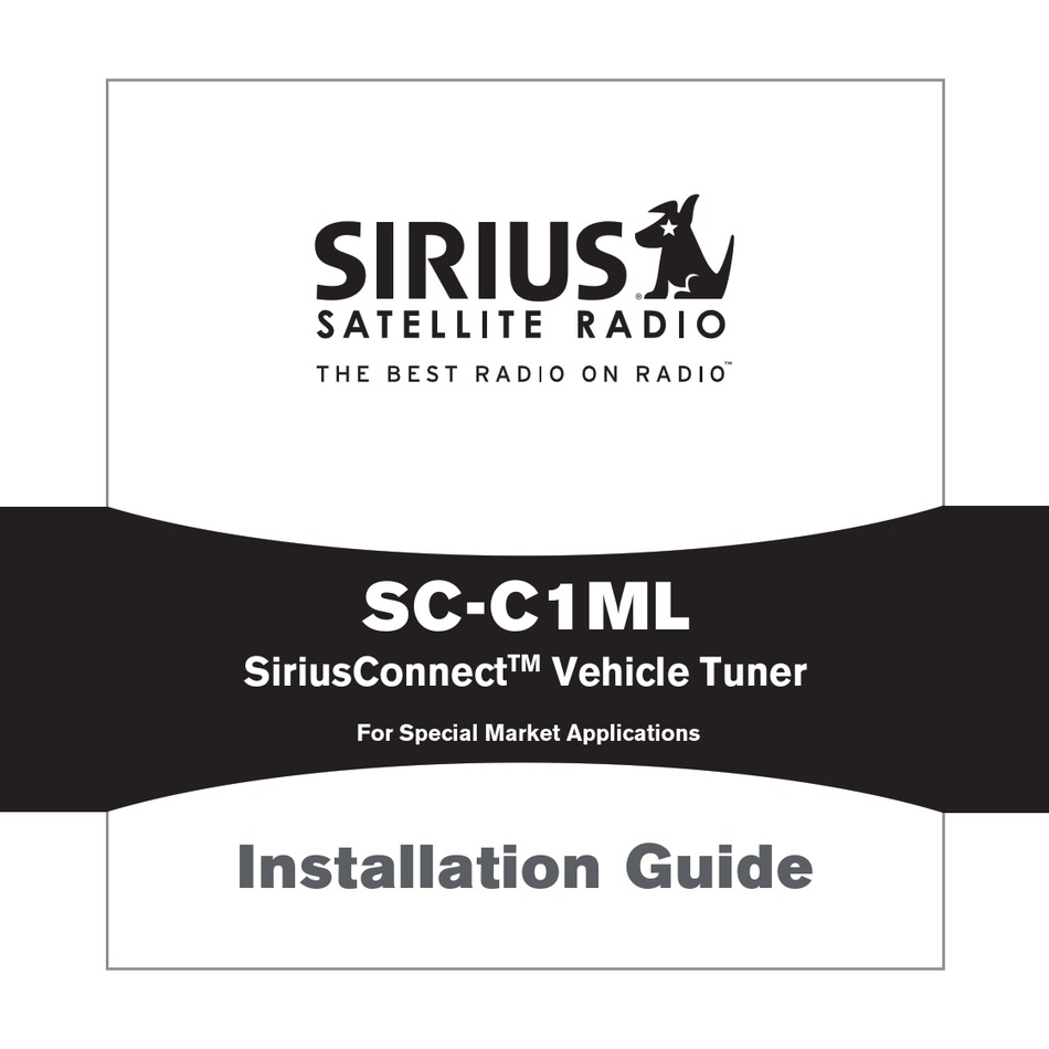 SIRIUS SATELLITE RADIO SIRIUSCONNECT SCC1ML INSTALLATION MANUAL Pdf