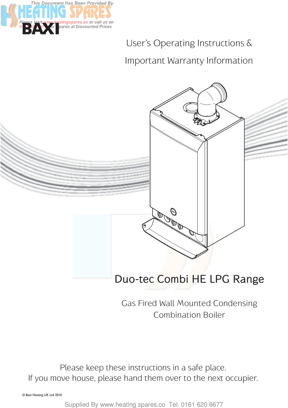 Baxi Duo Tec Combi He Lpg User Operating Instructions Manual Pdf Download Manualslib 