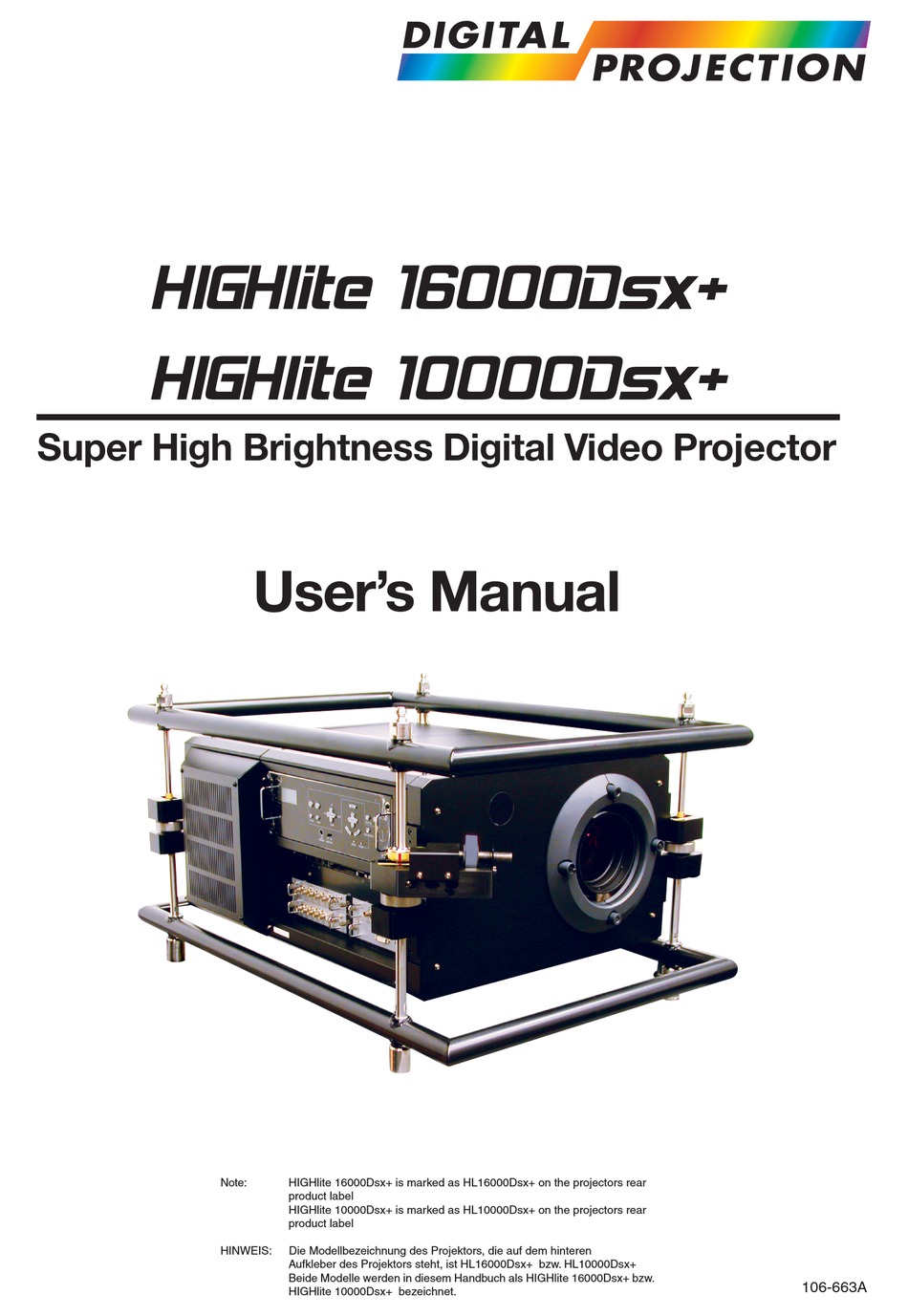 DIGITAL PROJECTION HIGHLITE 16000DSX+ USER MANUAL Pdf Download ManualsLib