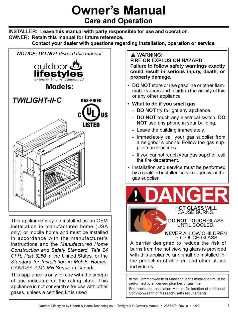 OUTDOOR LIFESTYLES TWILIGHTIIC OWNER'S MANUAL Pdf Download ManualsLib