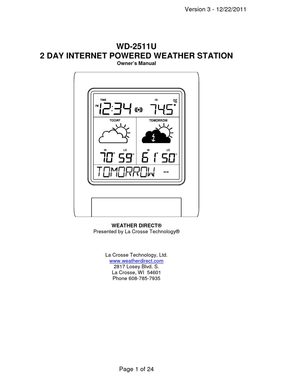 LA CROSSE WD2511U OWNER'S MANUAL Pdf Download ManualsLib