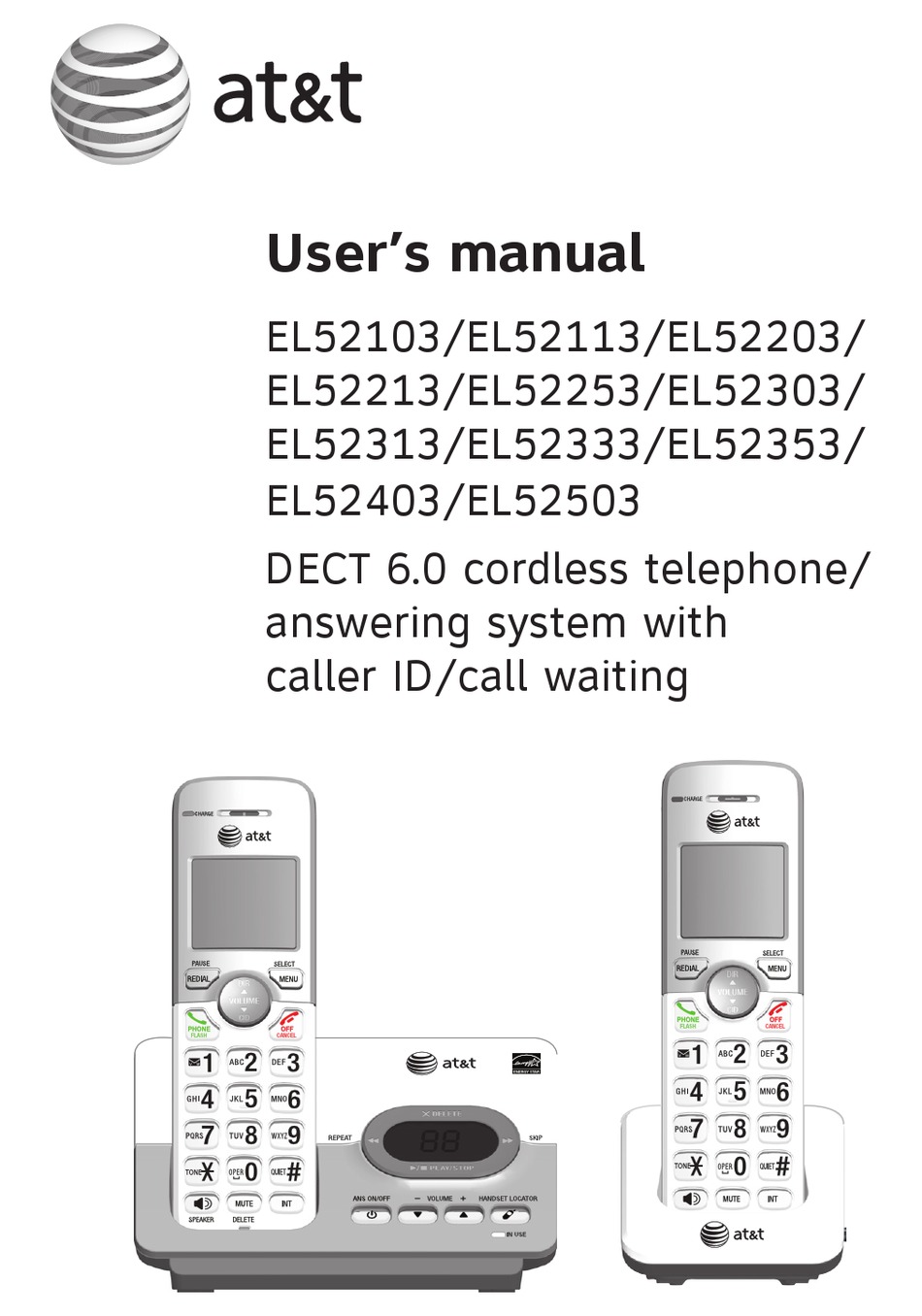 AT&T EL52103 USER MANUAL Pdf Download ManualsLib