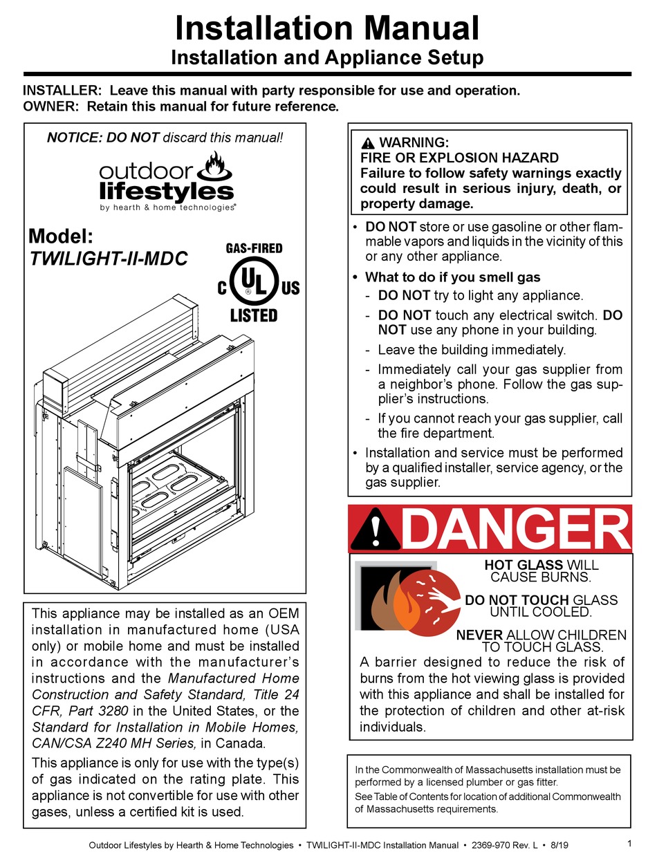 OUTDOOR LIFESTYLES TWILIGHTIIMDC INSTALLATION MANUAL Pdf Download