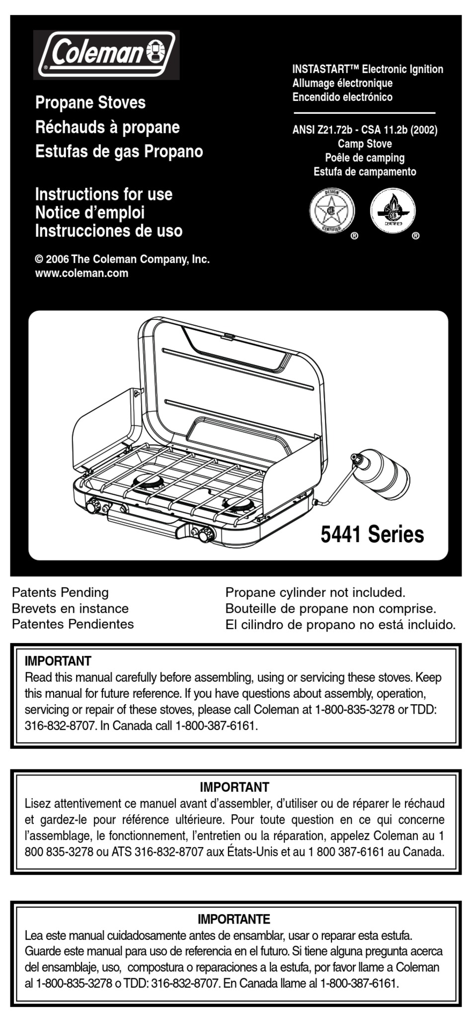 COLEMAN 5441 SERIES INSTRUCTIONS FOR USE MANUAL Pdf Download | ManualsLib