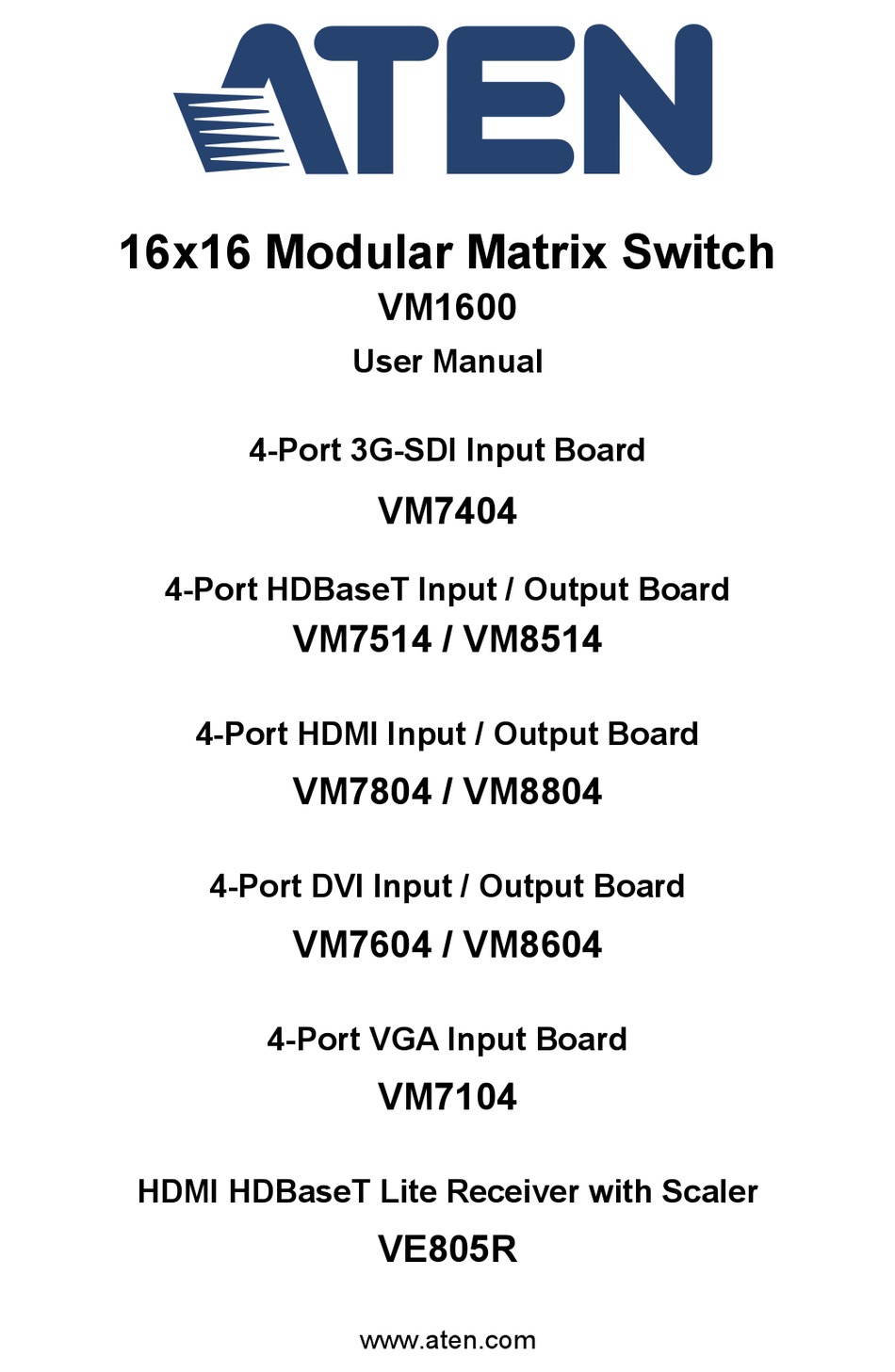 ATEN VM1600 USER MANUAL Pdf Download | ManualsLib