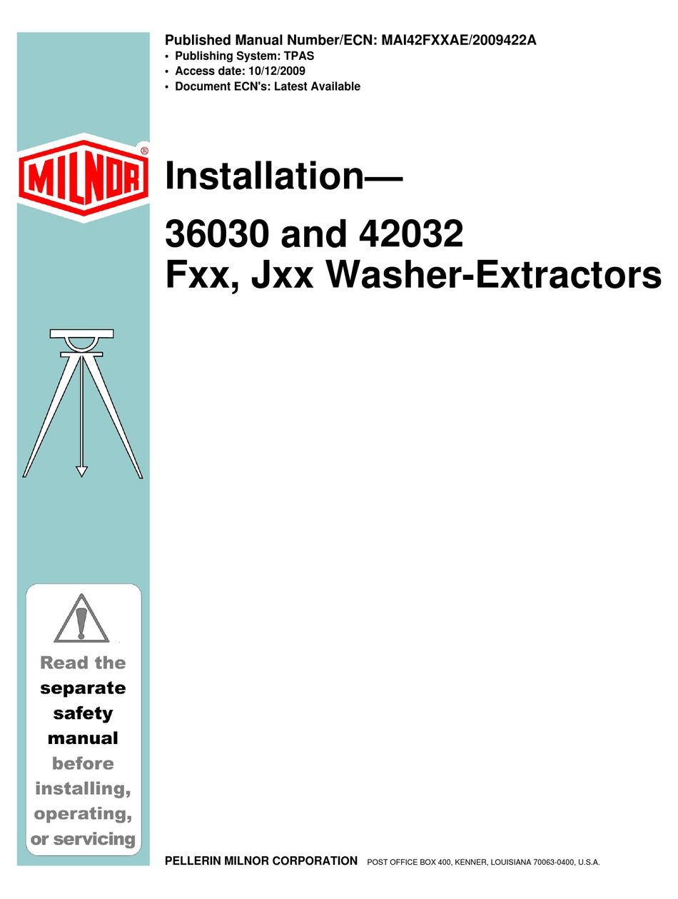 MILNOR 36030 INSTALLATION MANUAL Pdf Download ManualsLib