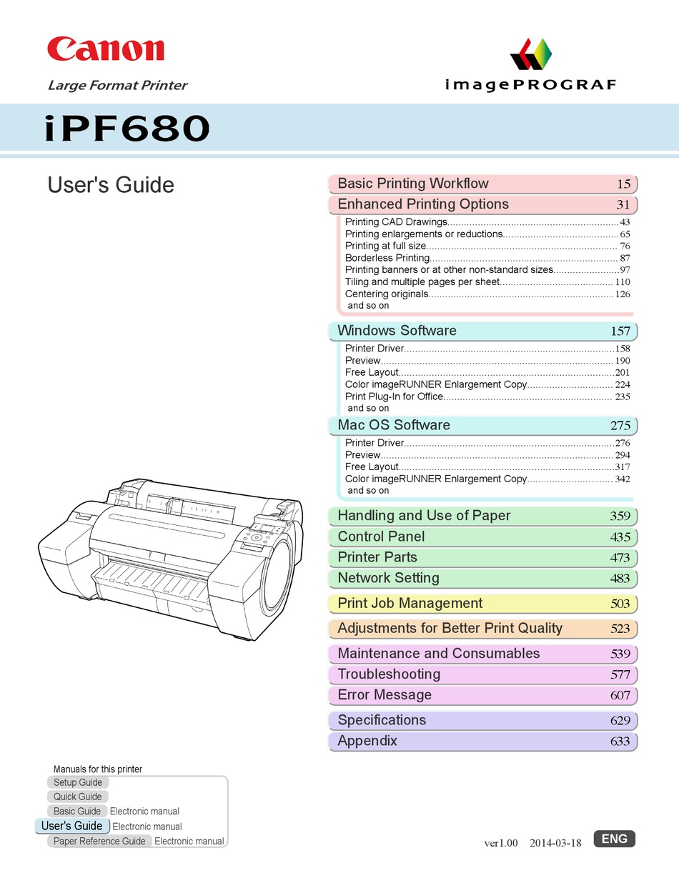 CANON IMAGEPROGRAF IPF680 USER MANUAL Pdf Download ManualsLib