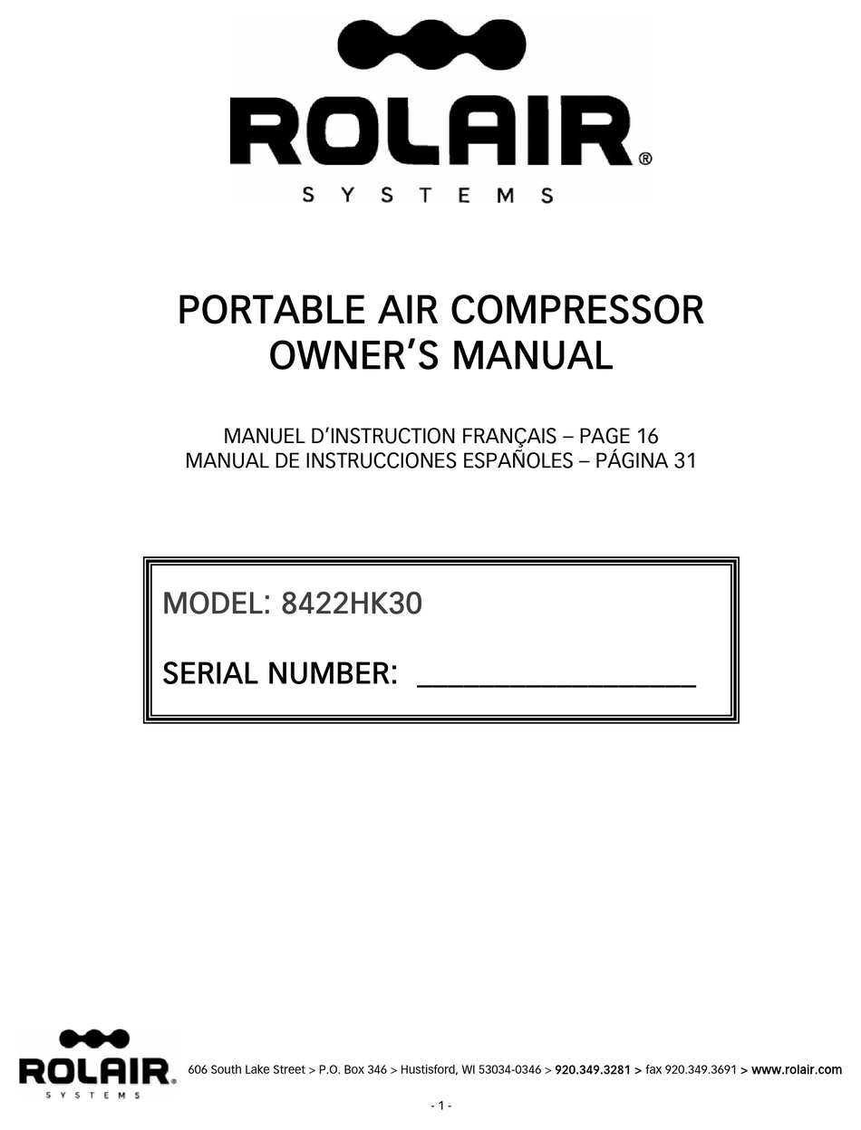 ROLAIR 8422HK30 OWNER'S MANUAL Pdf Download | ManualsLib