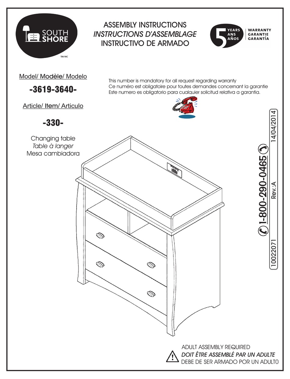 SOUTH SHORE 3619 ASSEMBLY INSTRUCTIONS MANUAL Pdf Download ManualsLib