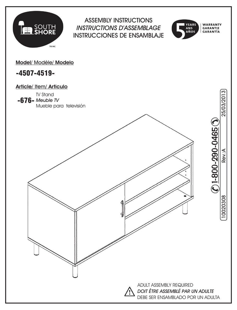 SOUTH SHORE 4507 ASSEMBLY INSTRUCTIONS MANUAL Pdf Download ManualsLib