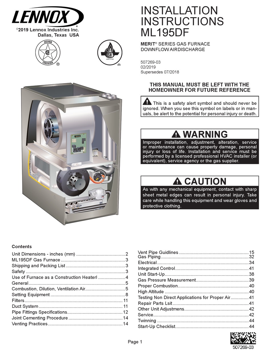 LENNOX MERIT SERIES INSTALLATION INSTRUCTIONS MANUAL Pdf Download LENNOX MERIT SERIES INSTALLATION INSTRUCTIONS MANUAL Pdf Download