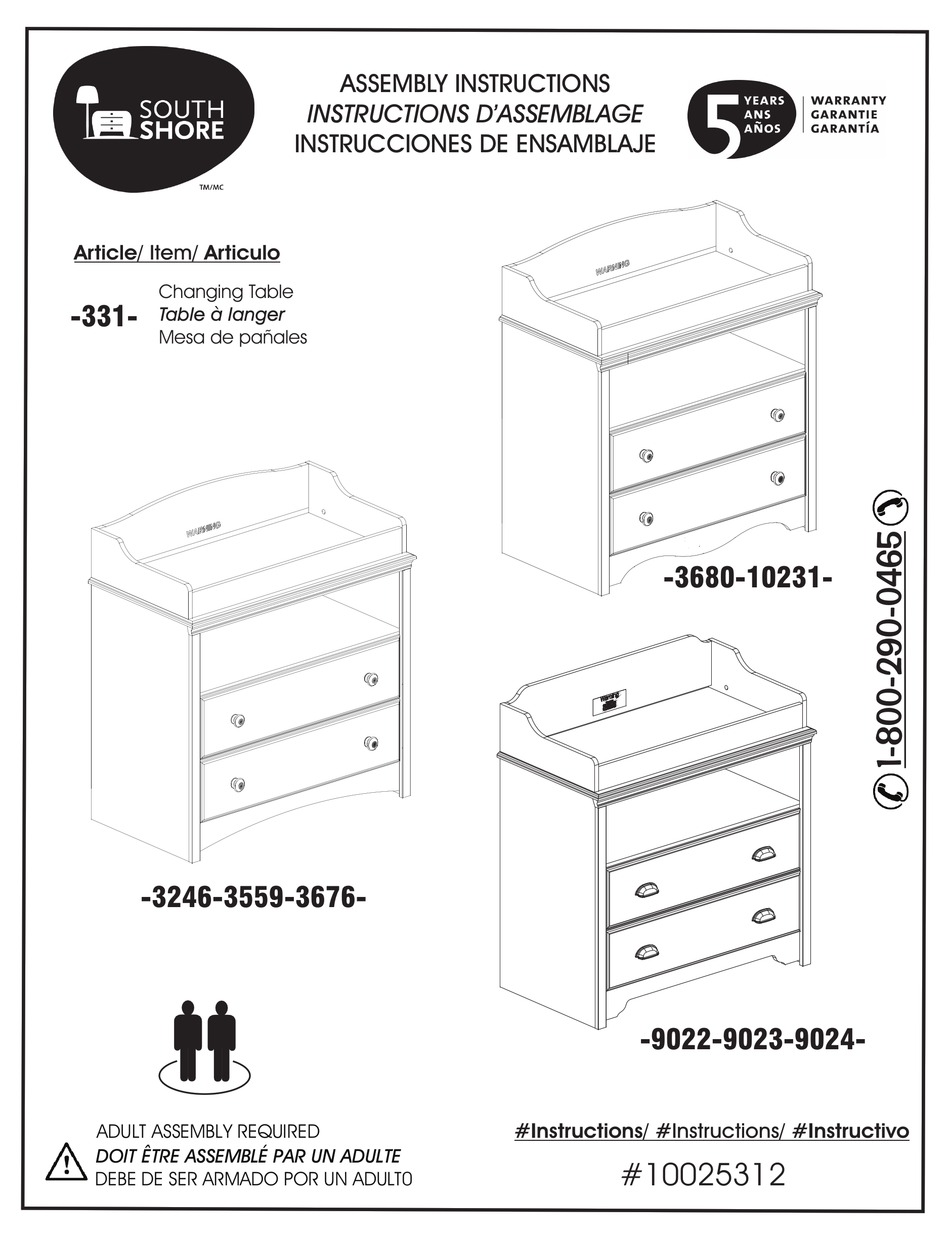 SOUTH SHORE 331 ASSEMBLY INSTRUCTIONS MANUAL Pdf Download ManualsLib