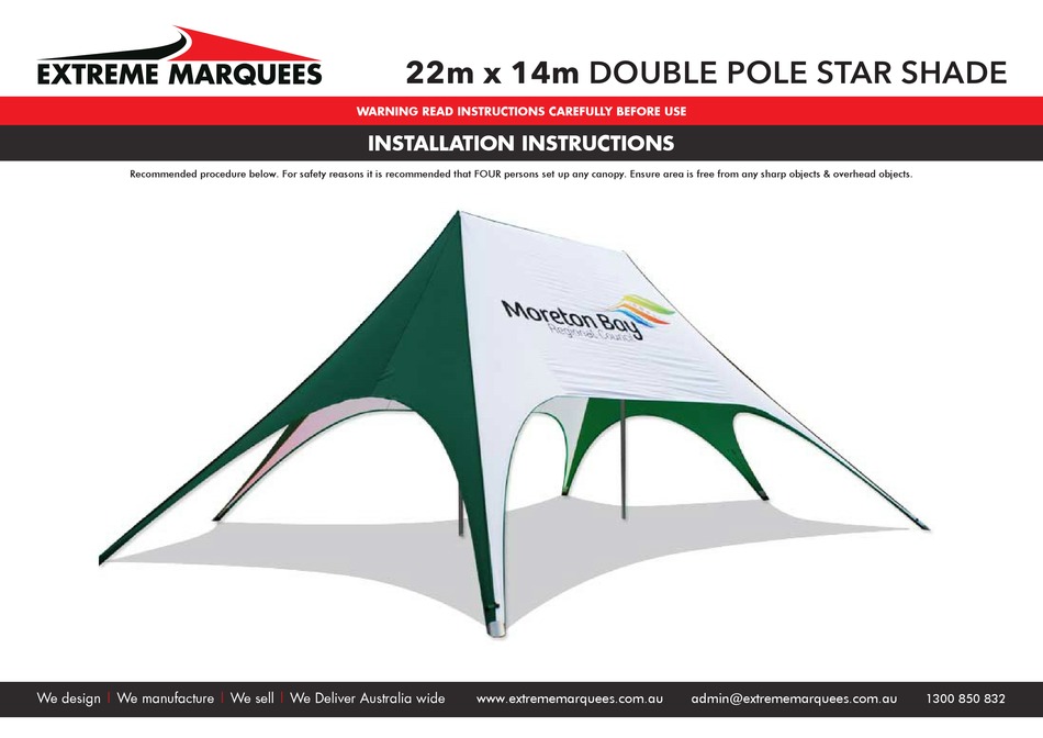 EXTREME MARQUEES 22M X 14M DOUBLE POLE STAR SHADE INSTALLATION