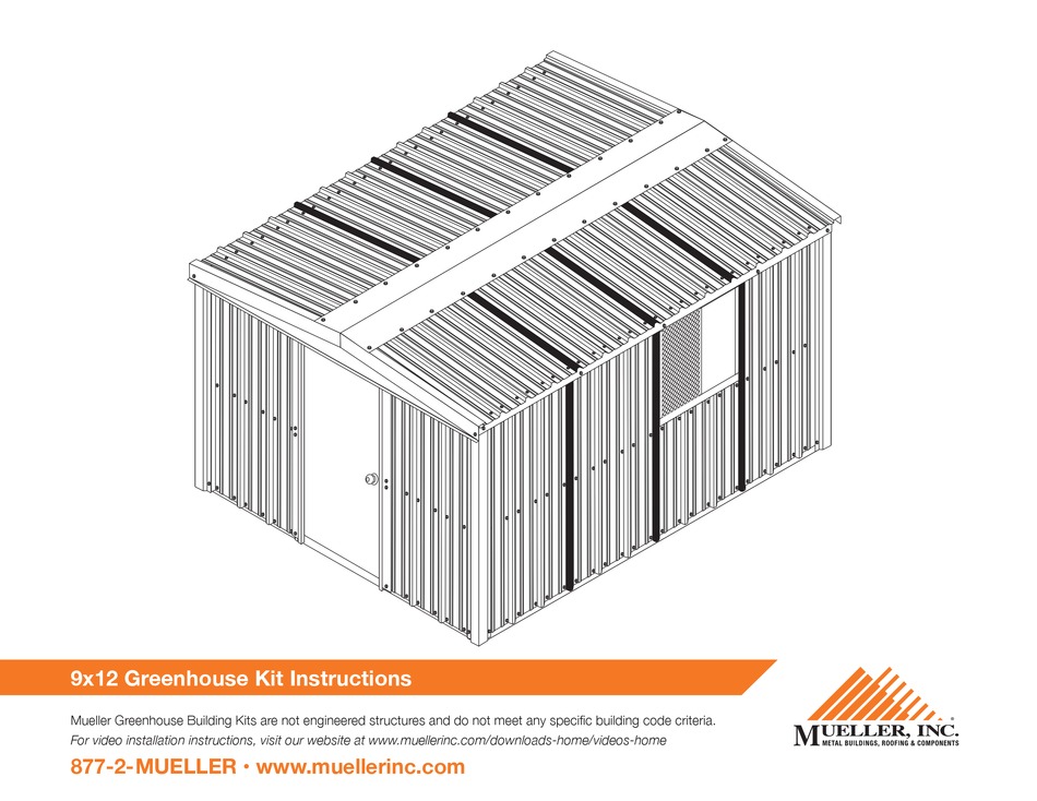 MUELLER 9X12 GREENHOUSE KIT INSTRUCTIONS MANUAL Pdf Download ManualsLib
