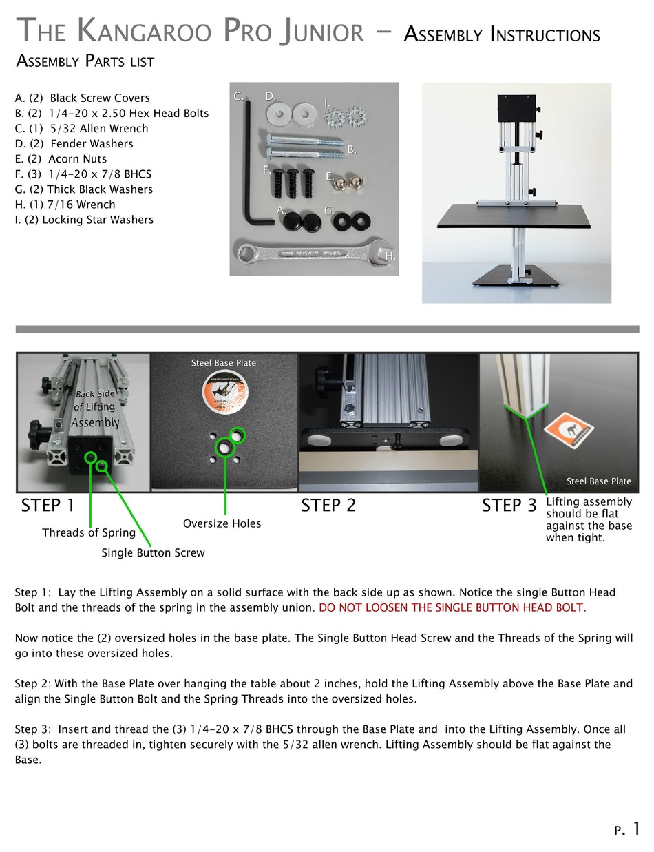 ERGO DESKTOP THE KANGAROO PRO JUNIOR ASSEMBLY INSTRUCTIONS Pdf Download