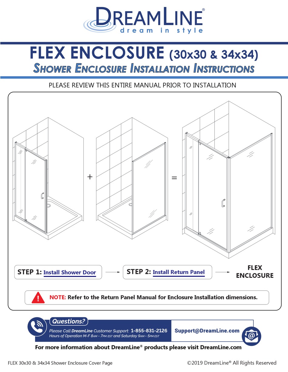 DREAMLINE SHDR2228720001 INSTALLATION INSTRUCTIONS MANUAL Pdf